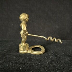 Vintage Solid Brass Figurine Corkscrew and Bottle Opener